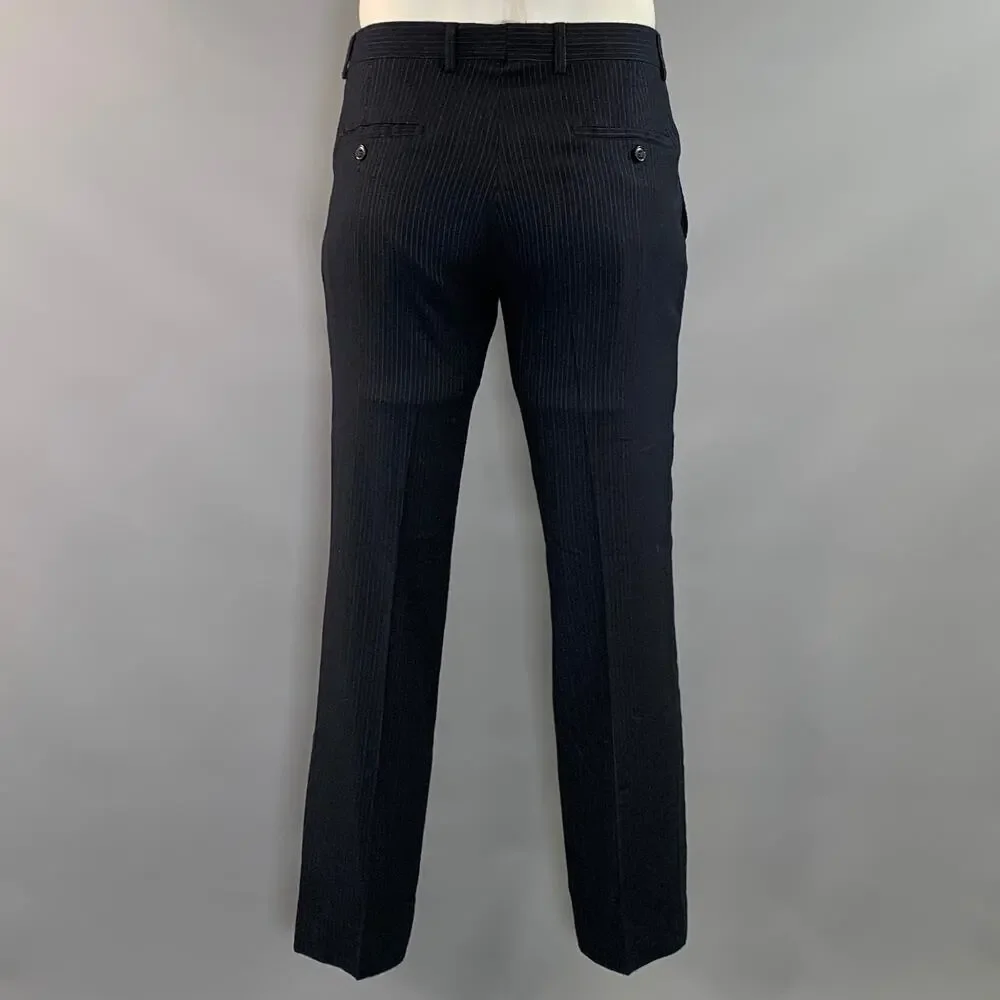 EMPORIO ARMANI Chest Size 40 Navy White Pinstripe Wool Blend 34 30 Suit